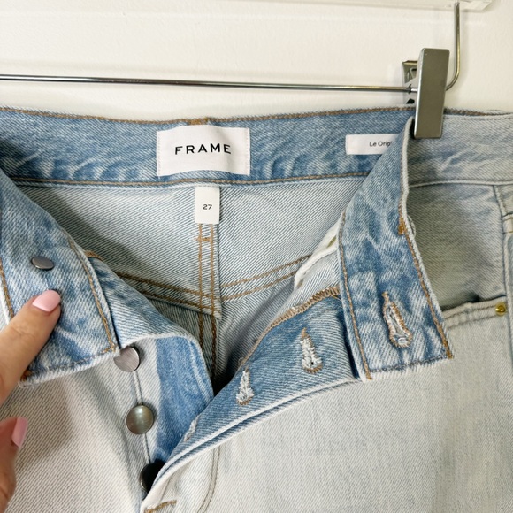 Frame Denim LeOriginal Button Fly Straight Jeans Howard Rips Distressed Size 27 - Picture 6 of 9